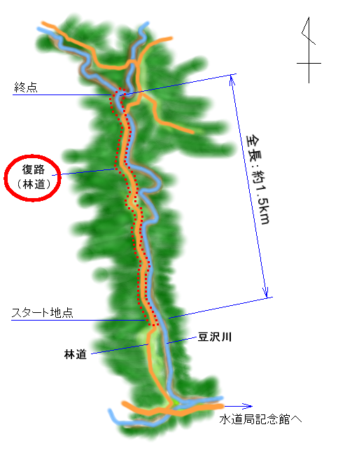 沢歩きコース（豆沢川：復路）